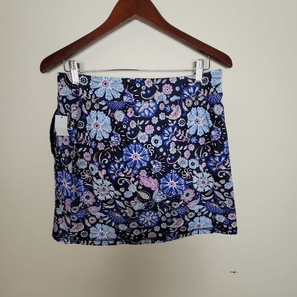 Womens T  by Talbots Cotton Tennis Golf Hiking Active Skort Blue Floral … - Picture 4 of 4